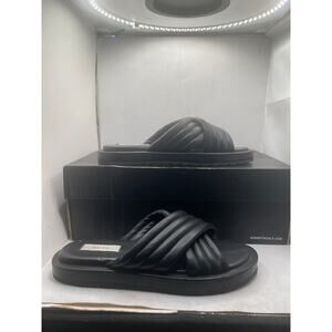 Reiss Black THE BLAIR Crossover Slide Sandals